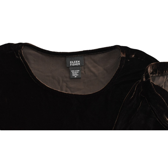 B2 Auth EILEEN FISHER Brown Velvet LS Blouse And Wrap Skirt 2 Pc Set Size M - Picture 5 of 7